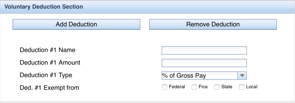 Paycheck City Deductions Section