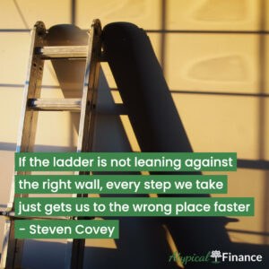 If the ladder is not leaning against the right wall, every step we take just gets us to the wrong place faster. Steven Covey